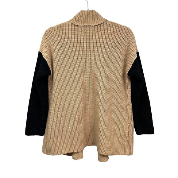 Talbots Cardigan Sweater Lambswool Blend Open Front Black Tan Women Size XLP‎ - Picture 5 of 6